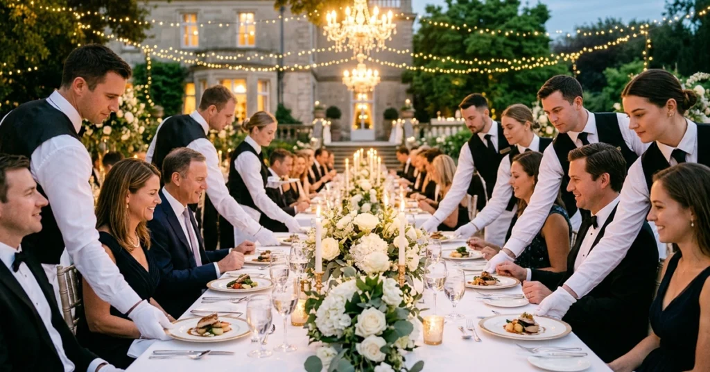 formal wedding dinner service white glove.