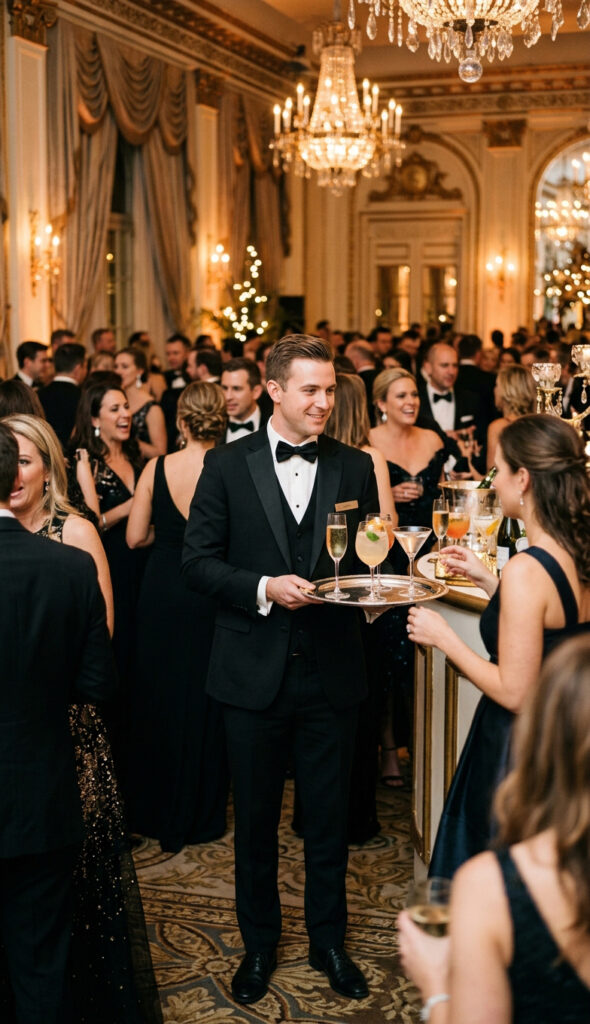 Champagne service during a formal program moment at a South Florida corporate gala